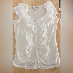 French Laundry Top Stretch Knit Ruffle Front Size Small Holiday Wear